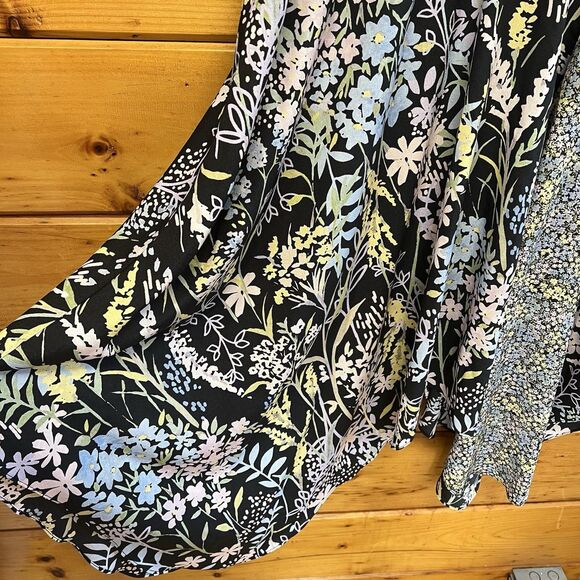 CALVIN KLEIN Black Colorful Floral Crepe V-Neck Belted Maxi Dress sz 16W $149.50 - Picture 3 of 6